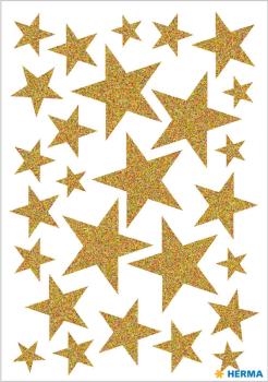 Sticker stars gold, glittery