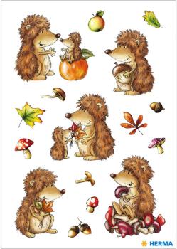 Autumn paper sticker hedgehog