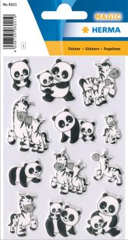 Sticker Panda- und Zebrafamilien