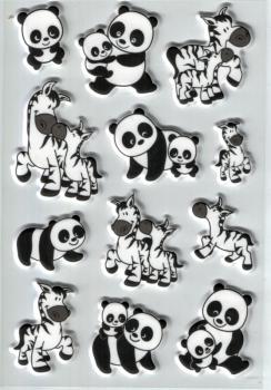 Sticker panda and zebra families