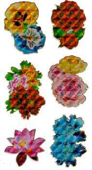 Laser Sticker Blumen mit Goldrand