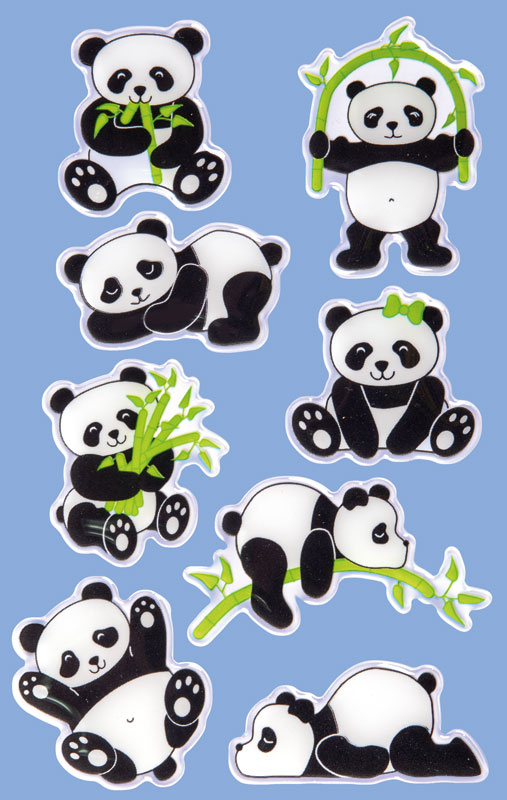 N-002 Panda Bär Tiere Glitzer Metallic Kinder Spielen Basteln Aufkleber Sticker 