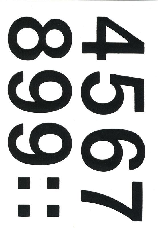 Weatherproof foil numbers 33 mm black