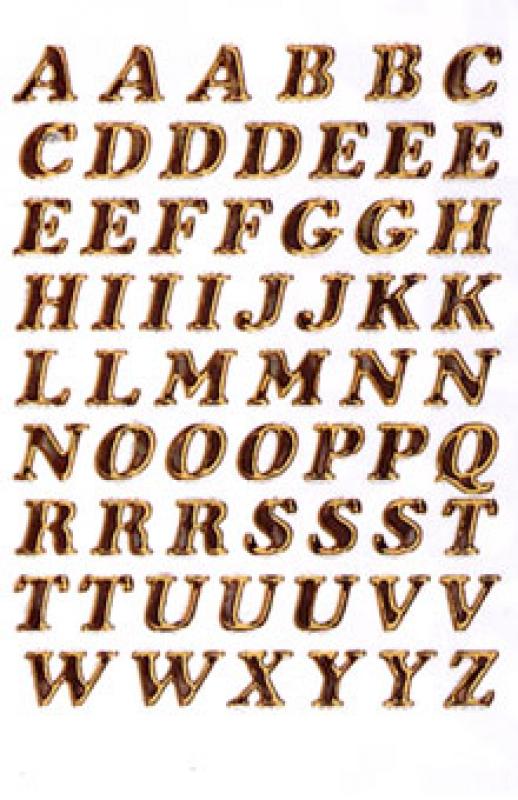 Sticker letters gold embossed 8 mm