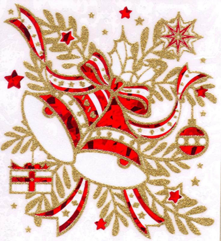 Bells red glittery gold