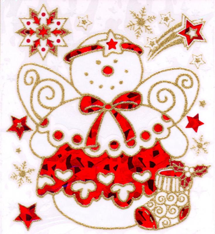 Snowman red glittery gold