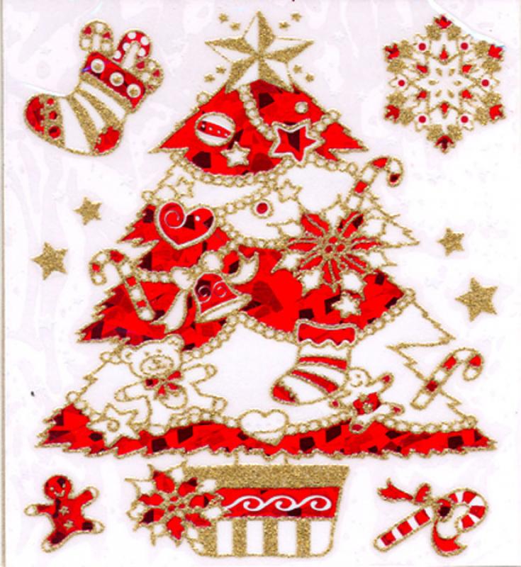 Weihnachtsbaum rot gold beglimmert