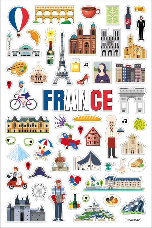 Schaum Sticker Frankreich mit Landkarte