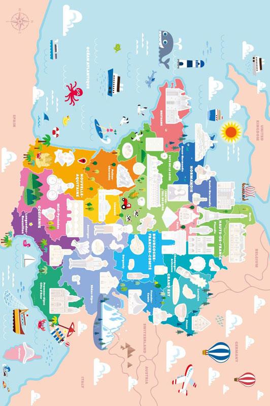 Schaum Sticker Frankreich mit Landkarte