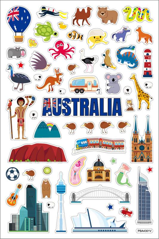 Schaum Sticker Australien mit Landkarte