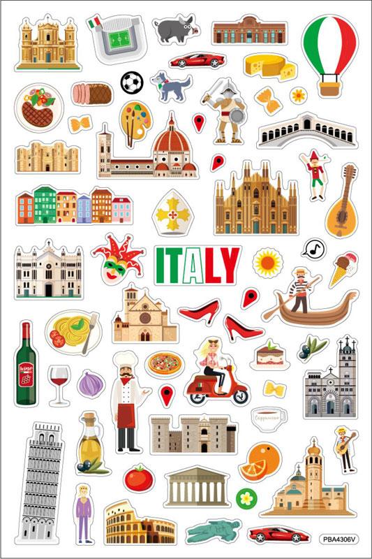 Schaum Sticker Italien mit Landkarte