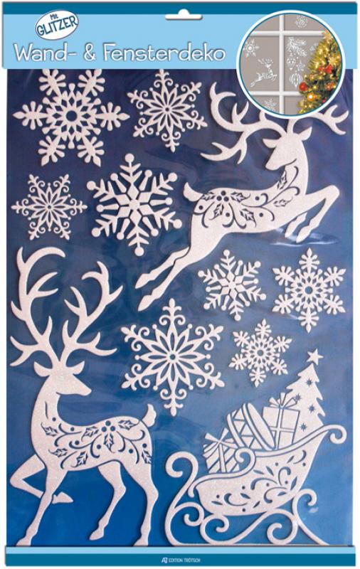 Wand - Fensterdeko Weihnachten Rentier XXL