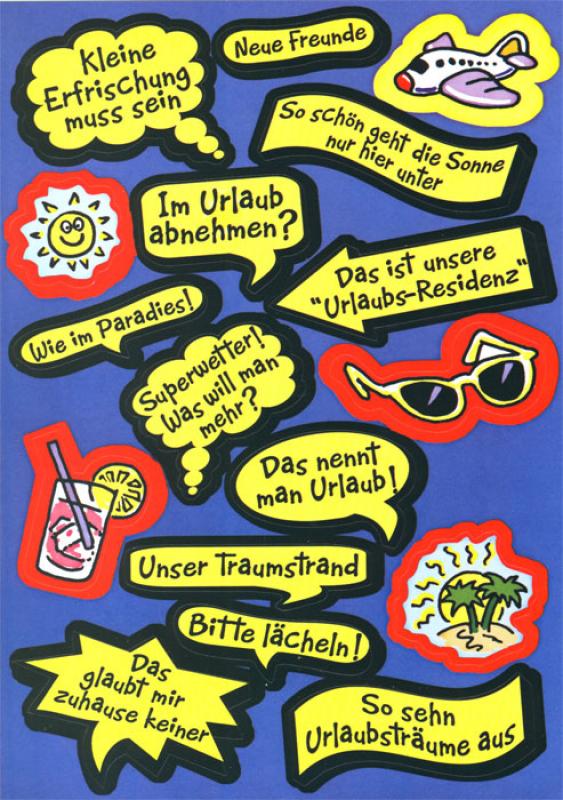 Sprechblasen Texte Urlaub für Fotoalbum