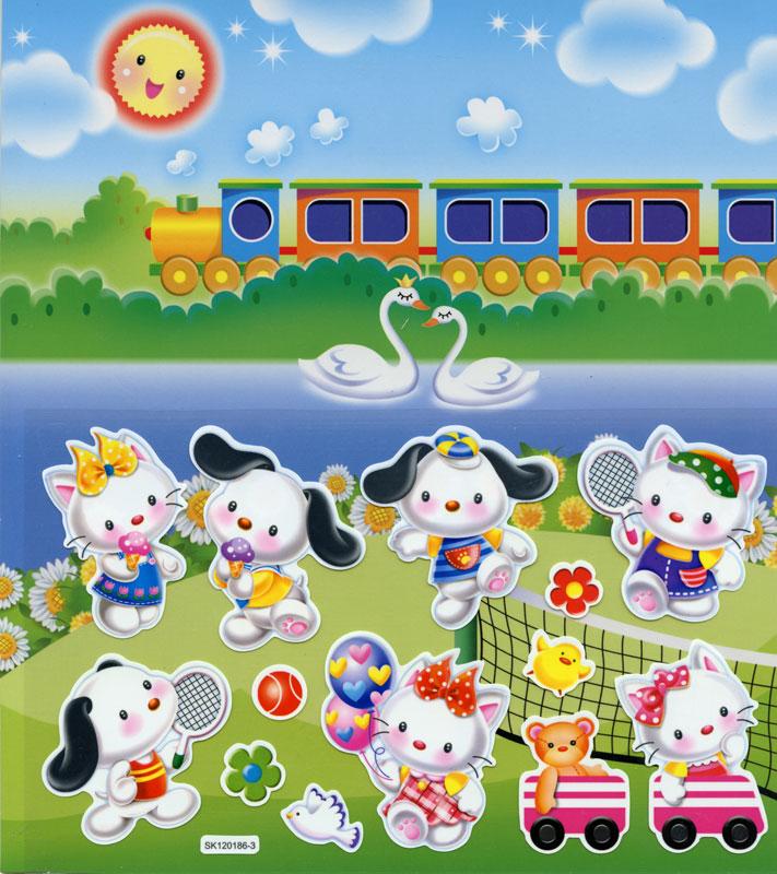 Malvorlage mit Stickern Kitty Urlaub