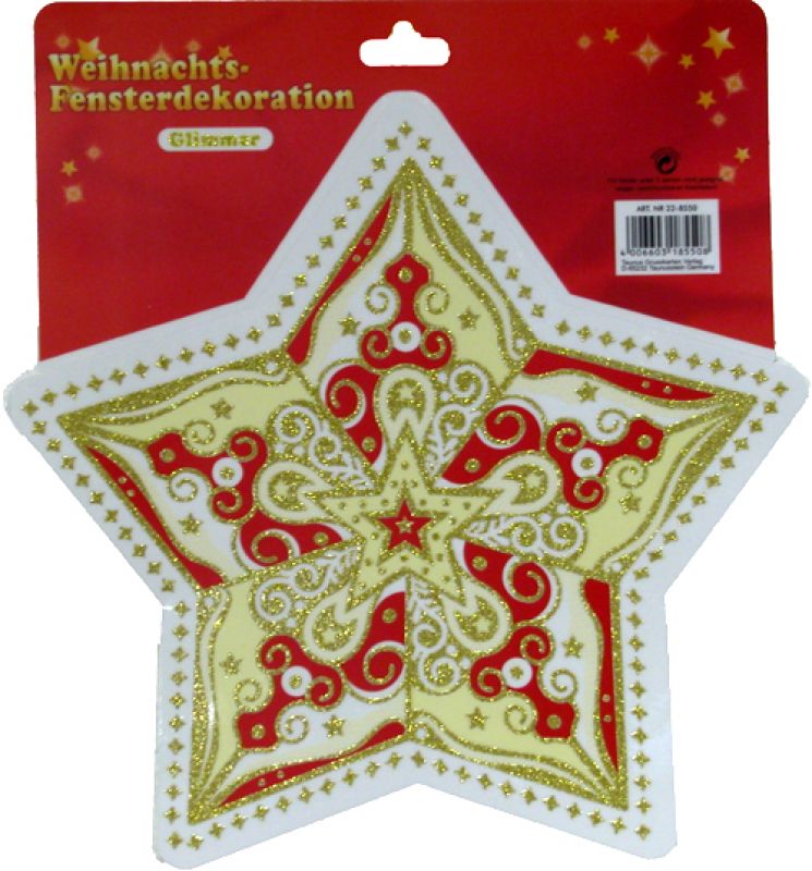 Star glitter large red gold