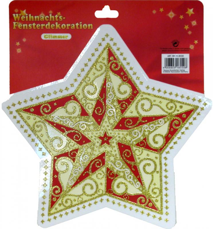 Star glitter large red gold