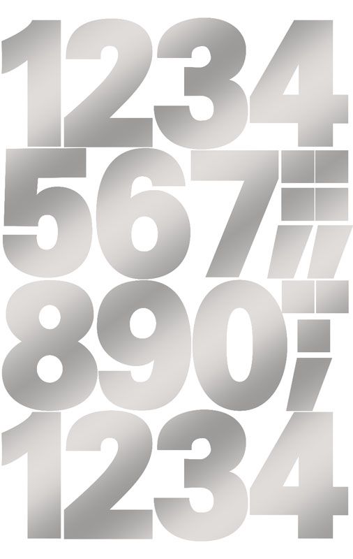 Weather resistant film numbers 25 mm silver