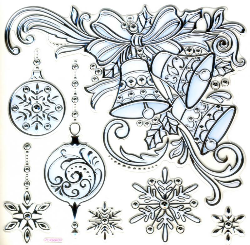 Wand - Fensterdeko Weihnachts Glocken silber geprägt