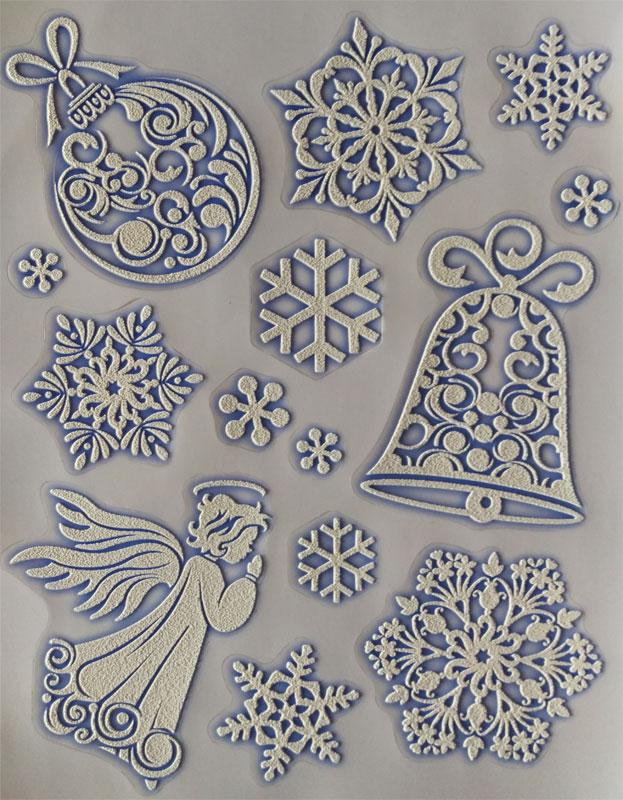 Fensterbild Engel Schneeflocken