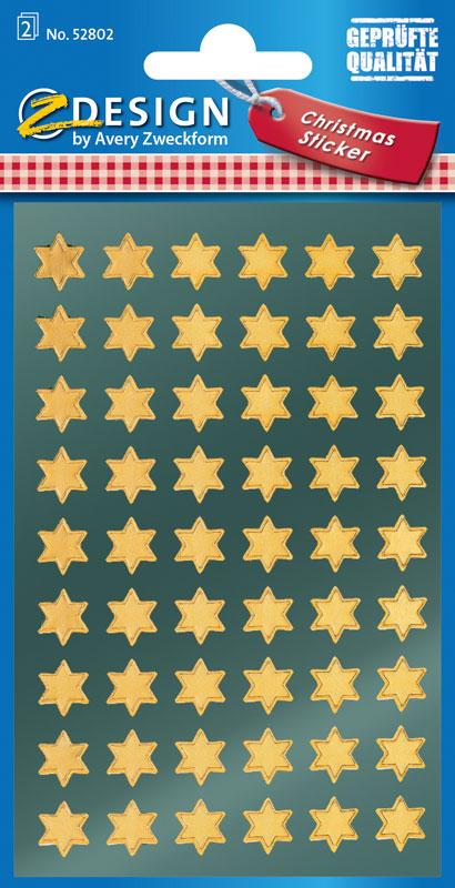 Glanzfolie Sticker 108 Sterne gold