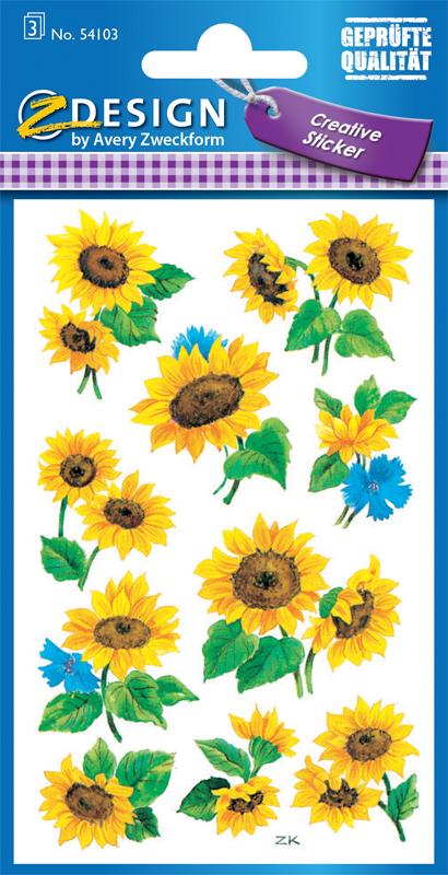 50 Stück Sonnenblumen-Aufkleber Selbstklebend – Für Scrapbooking, Laptop, Wasserflasche & Mehr, Süßes DIY-Deko-Set