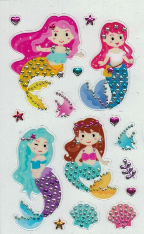 Mermaid Sticker with Glitter and Rhinestones