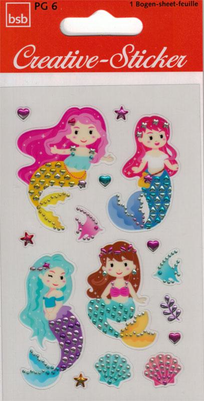 Mermaid Sticker with Glitter and Rhinestones