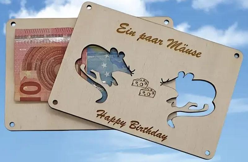 Holz Geld Geschenk Mäuse