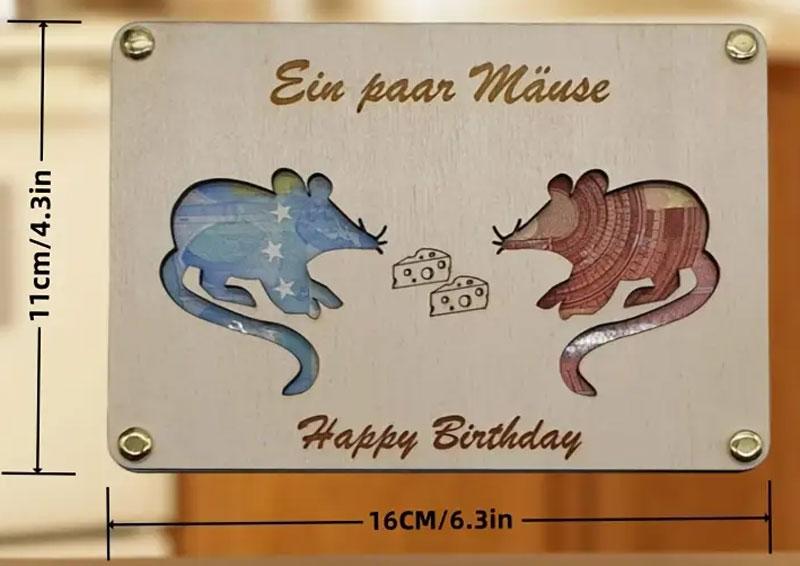 Holz Geld Geschenk Mäuse