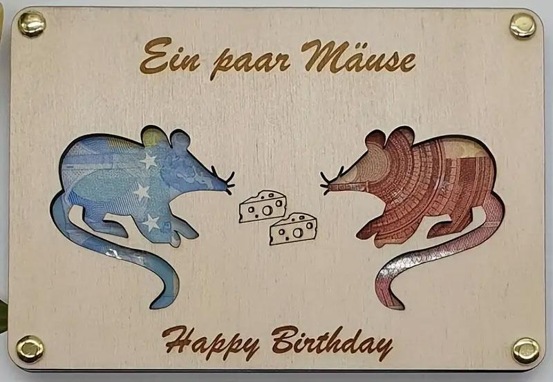 Holz Geld Geschenk Mäuse