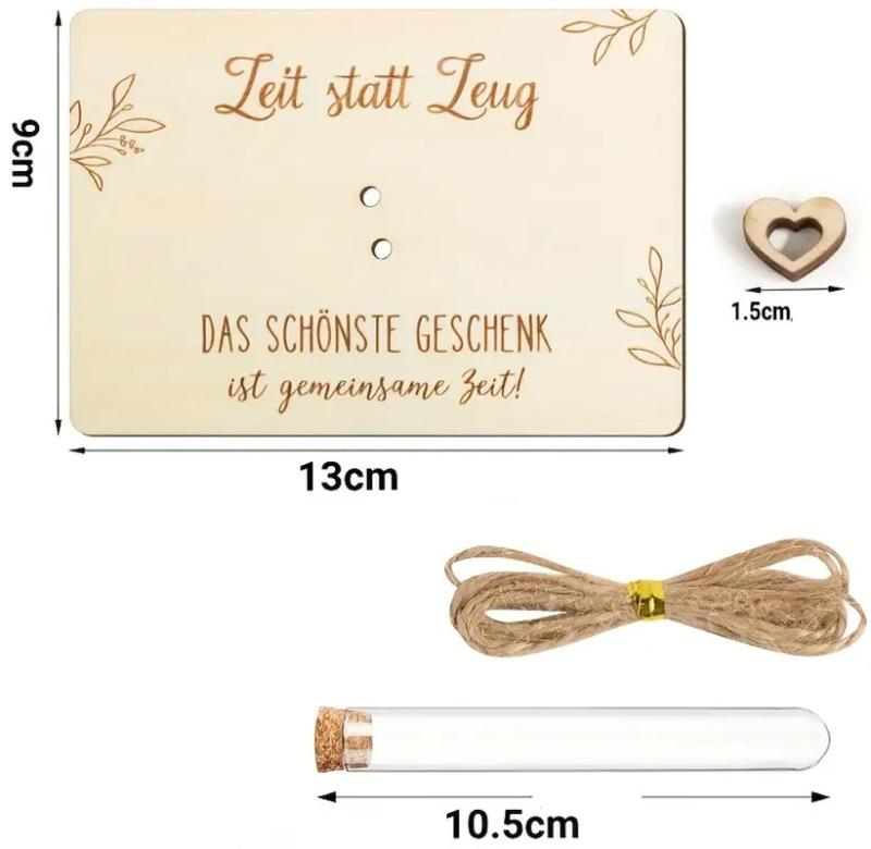 Holzgeldgeschenkverpackung Zeit statt Zeug