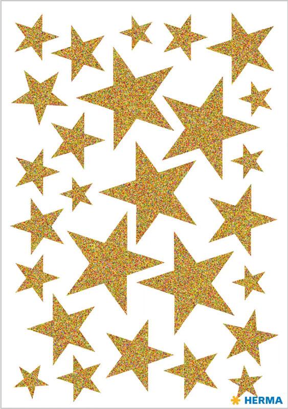 Sticker stars gold, glittery