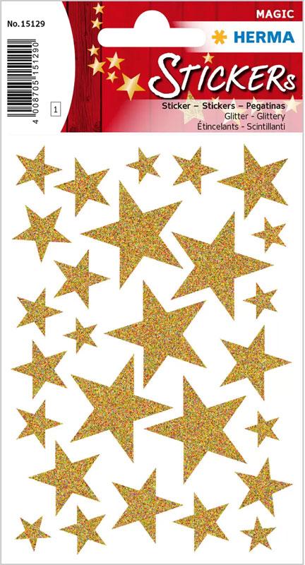 Sticker stars gold, glittery