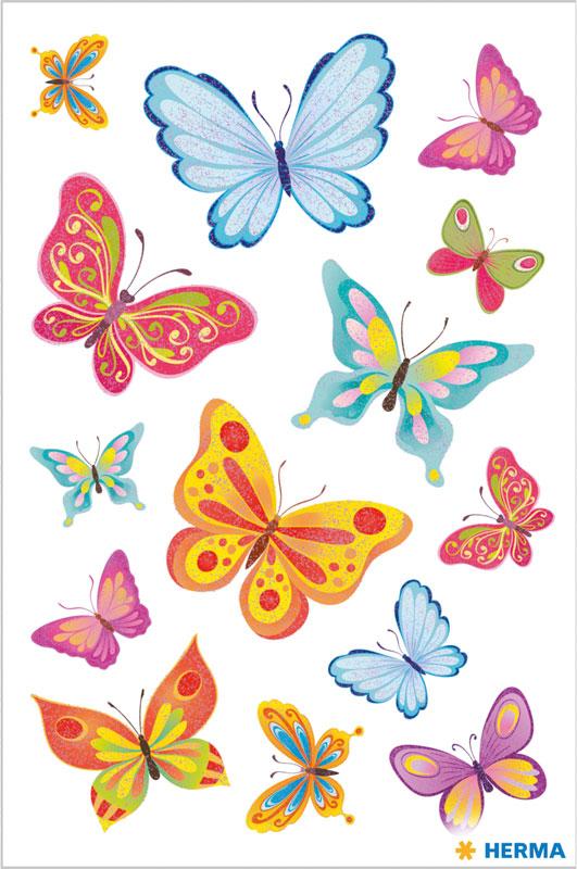 Sticker butterfly time with fine glitter