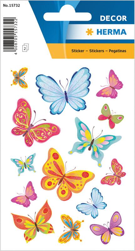 Sticker butterfly time with fine glitter