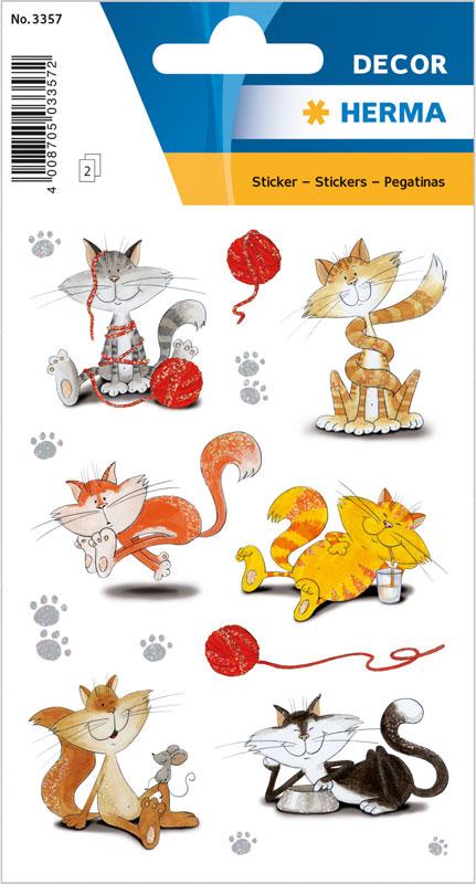 Sticker funny cats glimmered