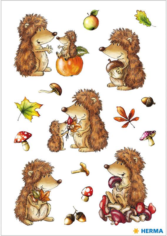 Autumn paper sticker hedgehog