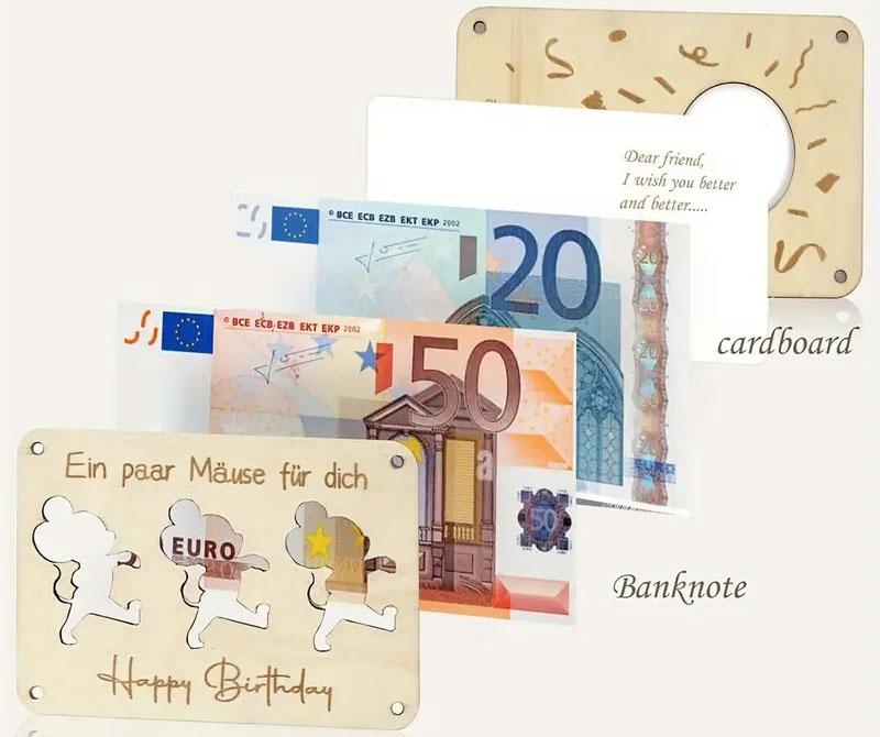 Holz Geld Geschenk Mäuse