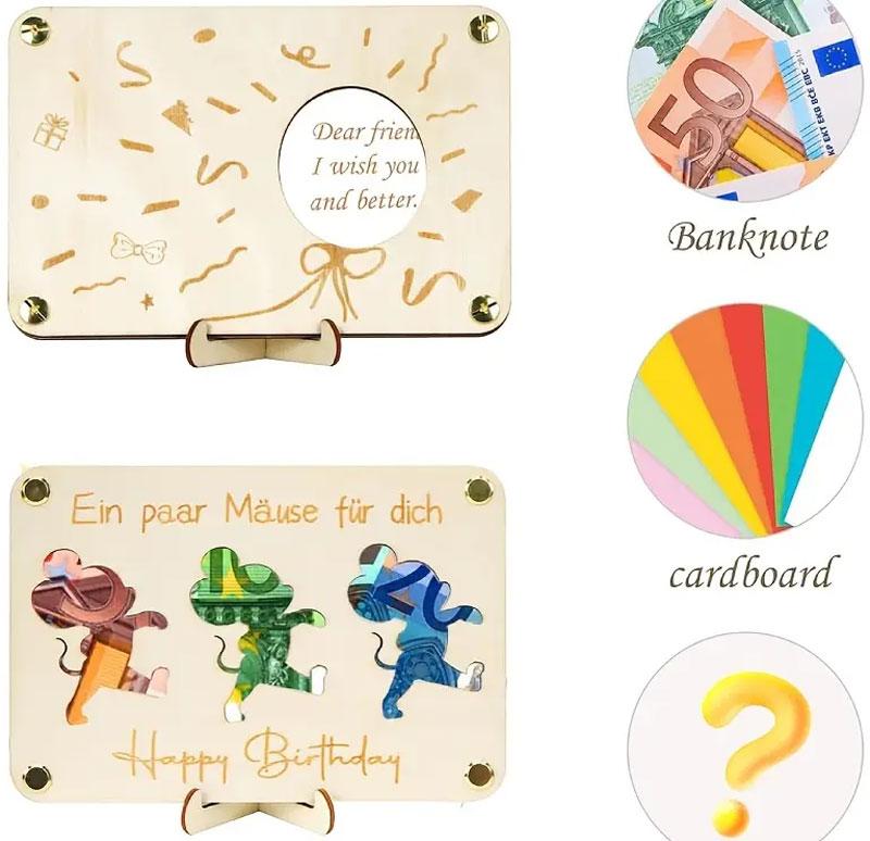 Holz Geld Geschenk Mäuse