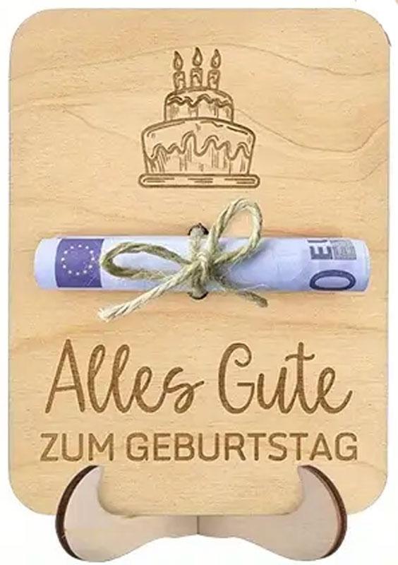 Holzgeldgeschenkverpackung - Einzigartiger Geldhalter aus Holz mit Torte