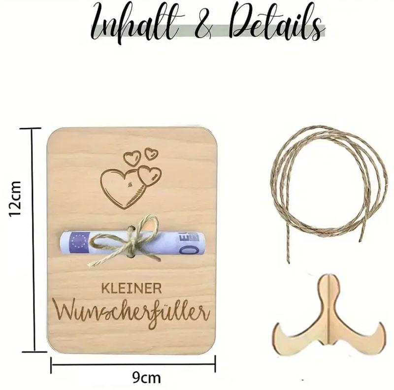 Holzgeldgeschenkverpackung - Einzigartiger Geldhalter aus Holz mit Herz