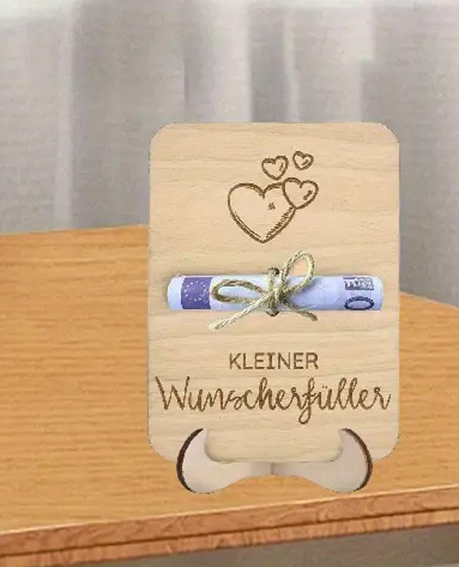 Holzgeldgeschenkverpackung - Einzigartiger Geldhalter aus Holz mit Herz