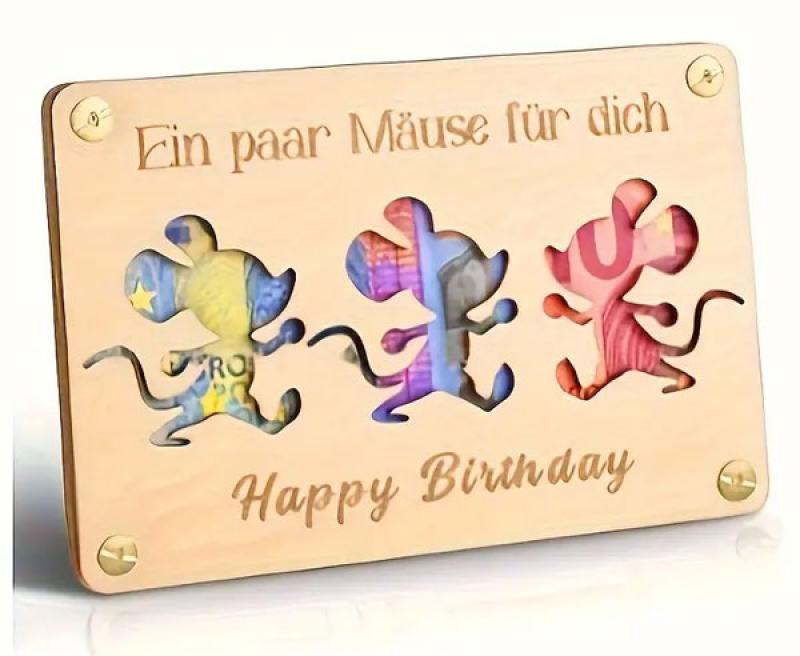 Holz Geld Geschenk Mäuse
