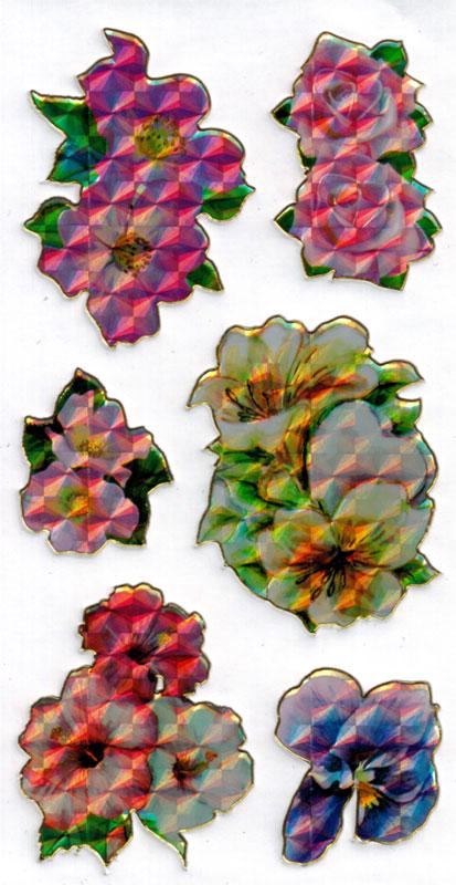 Laser sticker flowers with gold edge