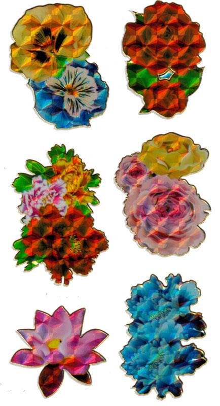 Laser Sticker Blumen mit Goldrand