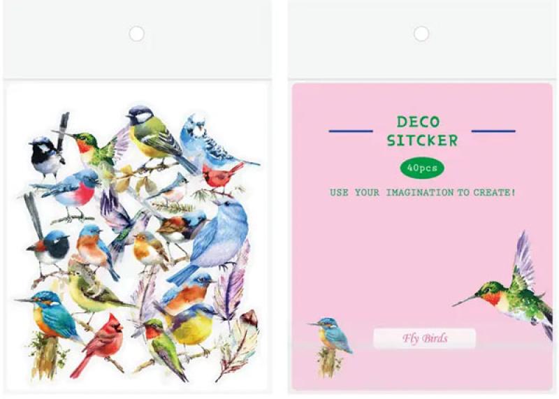 Deco foil stickers birds 40 pieces