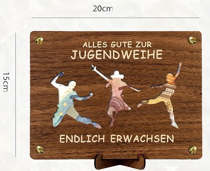 Geldgeschenkkarte aus Holz zu Jugendweihe