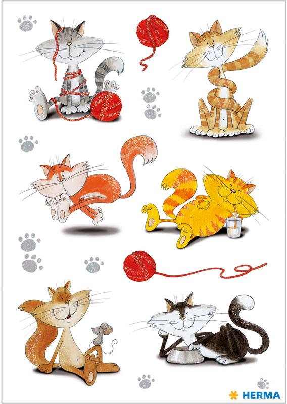 Sticker funny cats glimmered