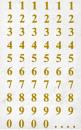 Transparent foil numbers 7.5 mm gold