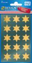 Glanzfolie Sticker 30 Sterne gold